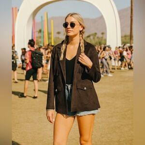 NWT Gray Suede? Fringe Western Jacket size Medium